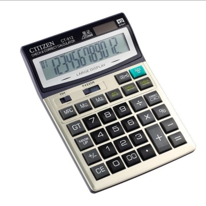 

CITIZEN CT 912 CHECK CORRECT KALKULATOR CEK ULANG 12 DIGIT LCD BESAR
