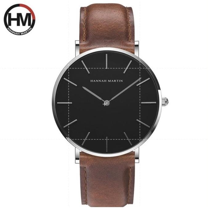 Jam Tangan Pria Hannah Martin Leather Kulit Analog Premium Ch02