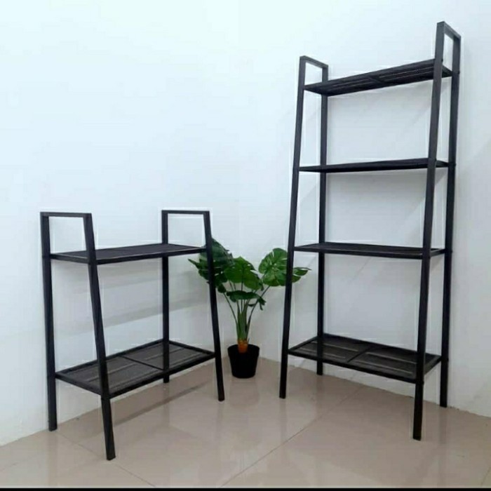 Rak Hiasan Informa Libie Hitam Rak Bunga Rak Susun 4 Tingkat Rak Besi