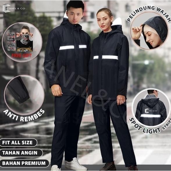 Canel&Co Jas Hujan Motor Pria Wanita Tebal Pvc Nilon Anti Angin Rainco