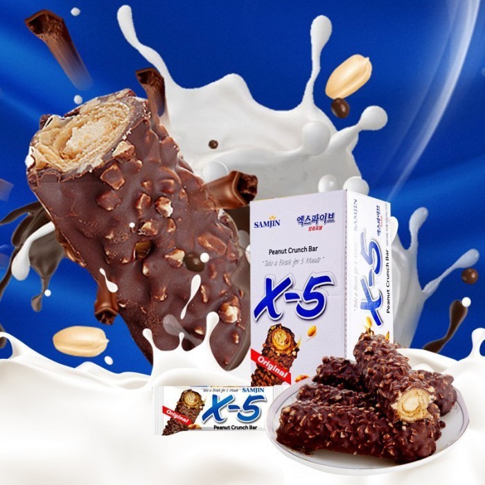 

Ready SAMJIN X5 BAR PEANUT CHOCOLATE CRUNCH BAR COKLAT KOREA IMPORT 24PCS