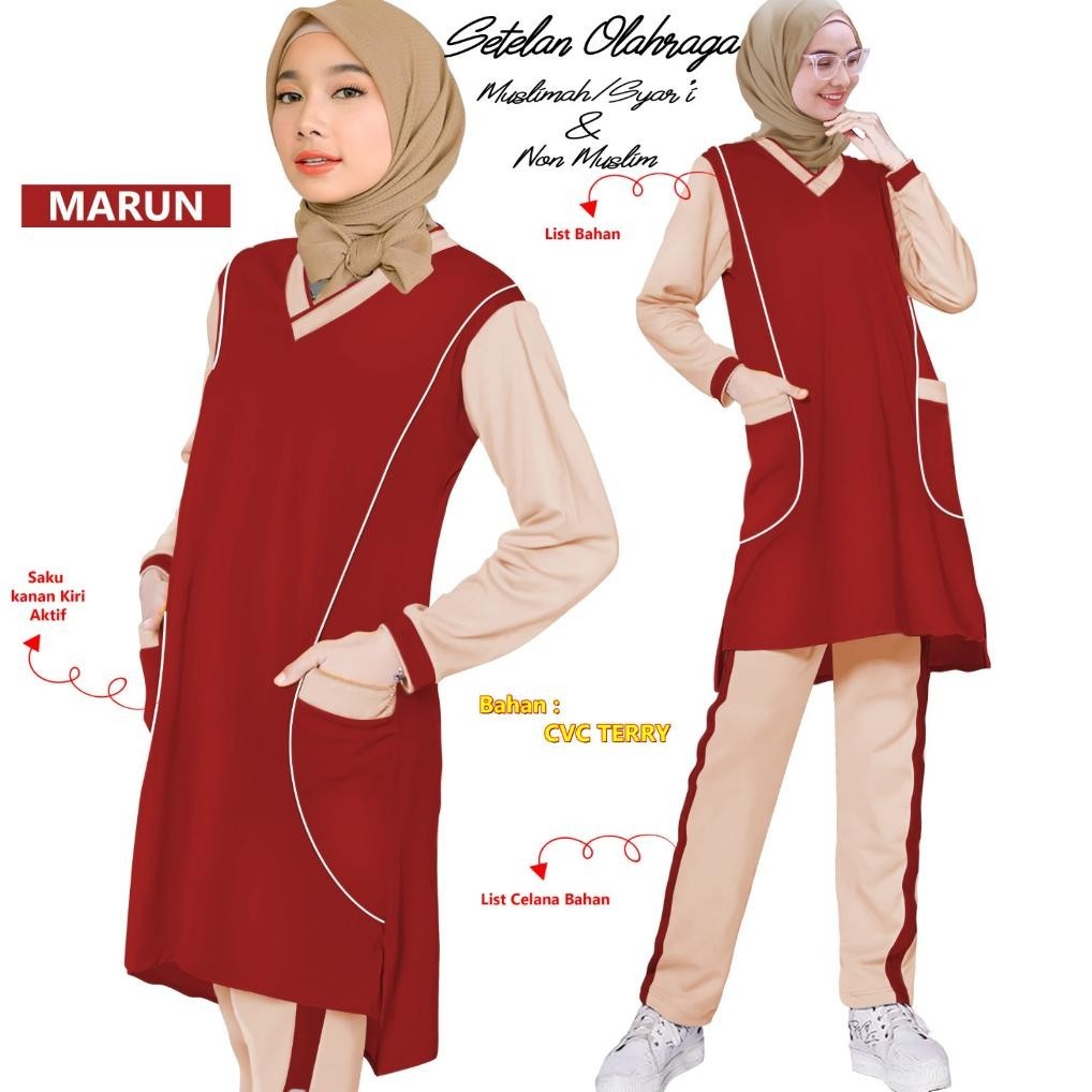 [DISKON] 1SET STELAN BAJU SENAM MUSLIM SYAR'I MUSLIMAH SPORT OLAHRAGA JOGING YOGA TENIS SEPEDA WANIT
