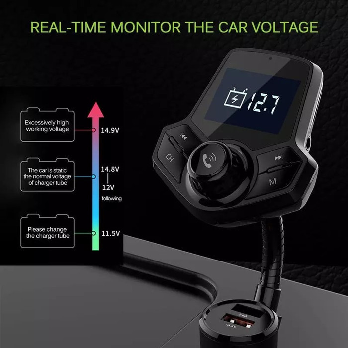 Onever Hy91 Bluetooth 4.1 Fm Modulator Car Kit Lcd Display Qc3.0 2.4A  Ready