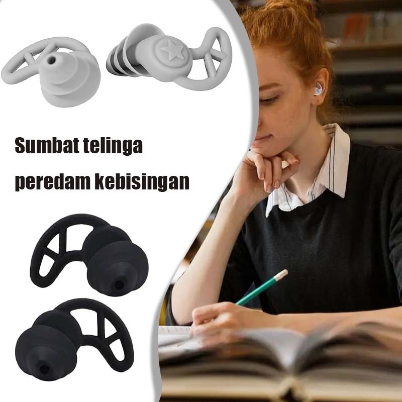 Silicone Earplugs Noise Reduction Sleeping Earplugs 3 Layers Penyumbat Telinga