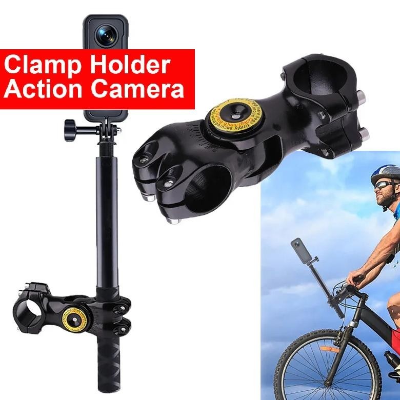 Berkualitas Clamp Holder Action Cam Camera Kamera Klem Bracket Stik Monopod Tongsis Stang Motor Sepe