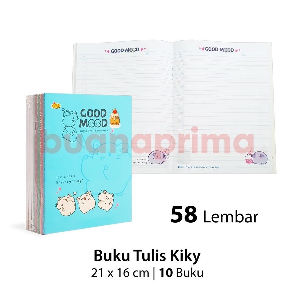 

Premium Buku Tulis Kiky 58 Lembar Isi 10 Buku 21X16 Cm Notebook Sekolah A5 Kwarto Promo