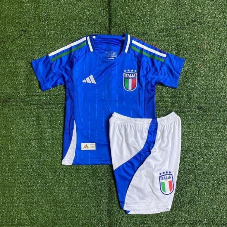KLO Jersey Bola Anak Grade Ori Italy Italia Itali Home biru Kids Euro 2024 / 2025 Piala Eropa 24-25 