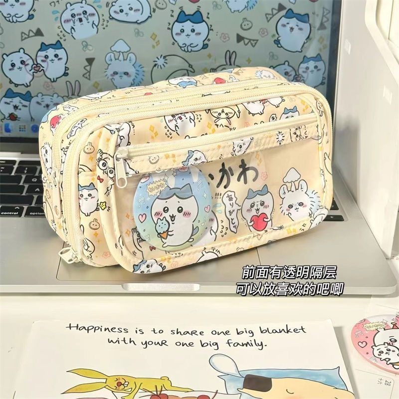 

Pencil caseinsCute Girl Heart Gika Wow Flip Large Capacity Transparent Vertical Stationery Storage