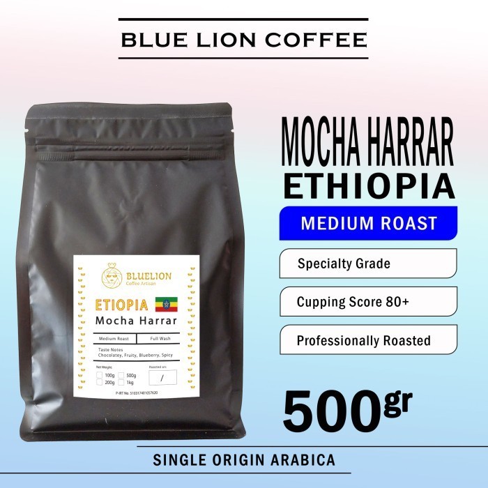 

Blue Lion Coffee Ethiopia Mocha Harrar 500 Gram Kopi