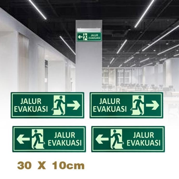 

30 X 10cm Jalur Evakuasi Stiker Akrilik Glow In The Dark