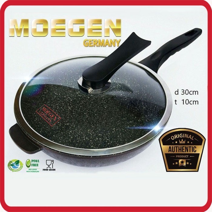 Panci Wajan Wok Pan Moegen 30Cm Teflon Anti Lengket Original