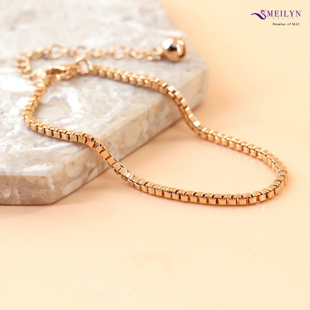MEILYN Gelang Rantai Italy Model Amelia Bracelet 2mm Lapis Emas 0231240078