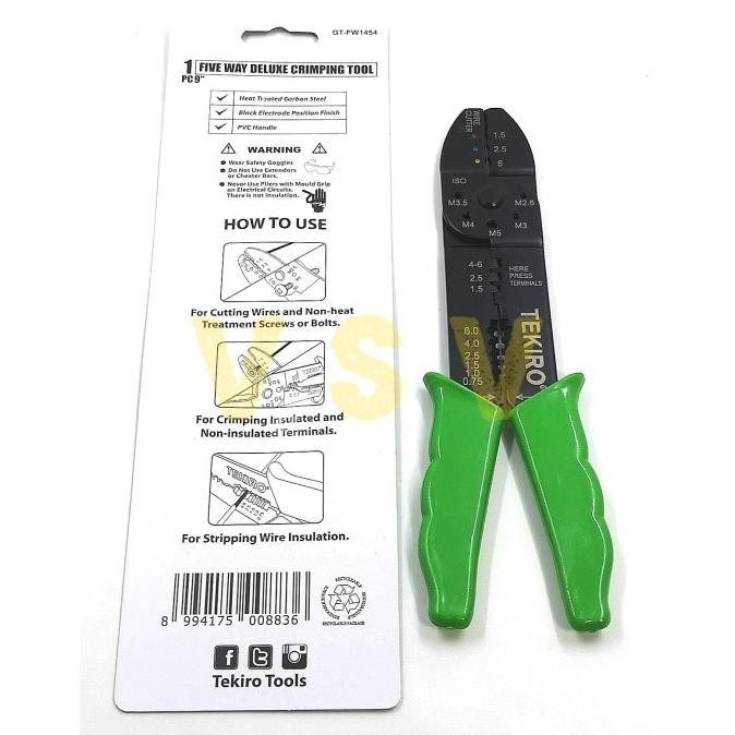 Tekiro Five way deluxe crimping tool 9" / tang skun / tang crimping