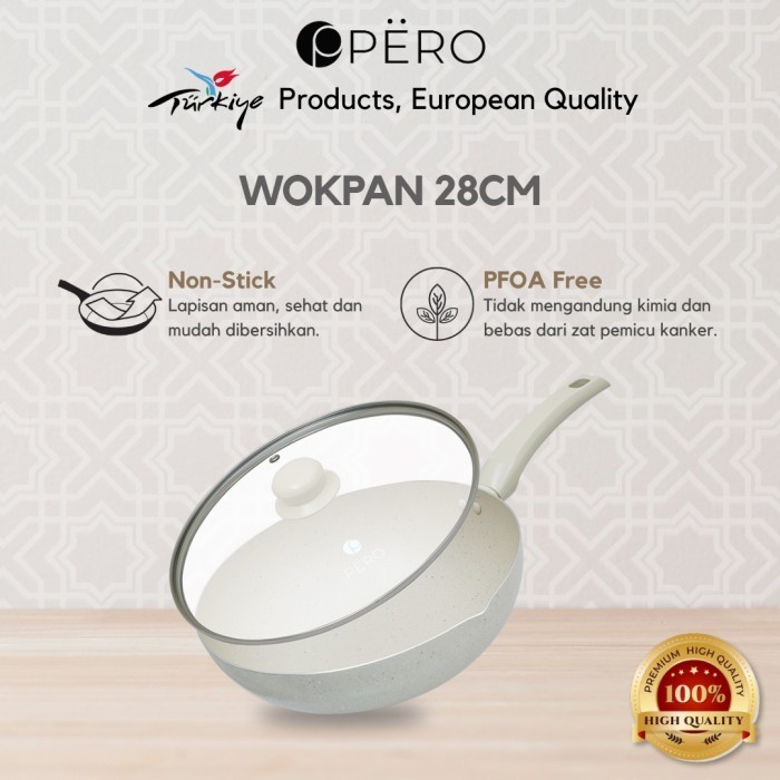 Pero Wokpan 28Cm + Lid Wajan Penggorengan Dengan Tutup Kaca