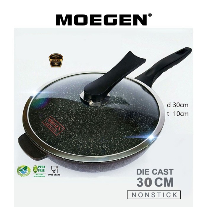 Panci Wajan Wok Pan Moegen 30Cm Teflon Anti Lengket Original