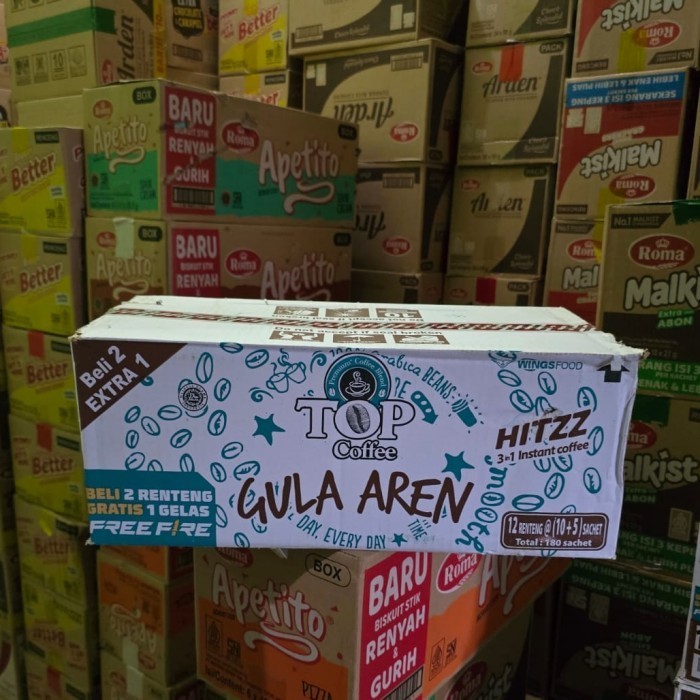 

Kopi Top Coffe Gula Aren Sachet Per Dus Isi 12 Renteng