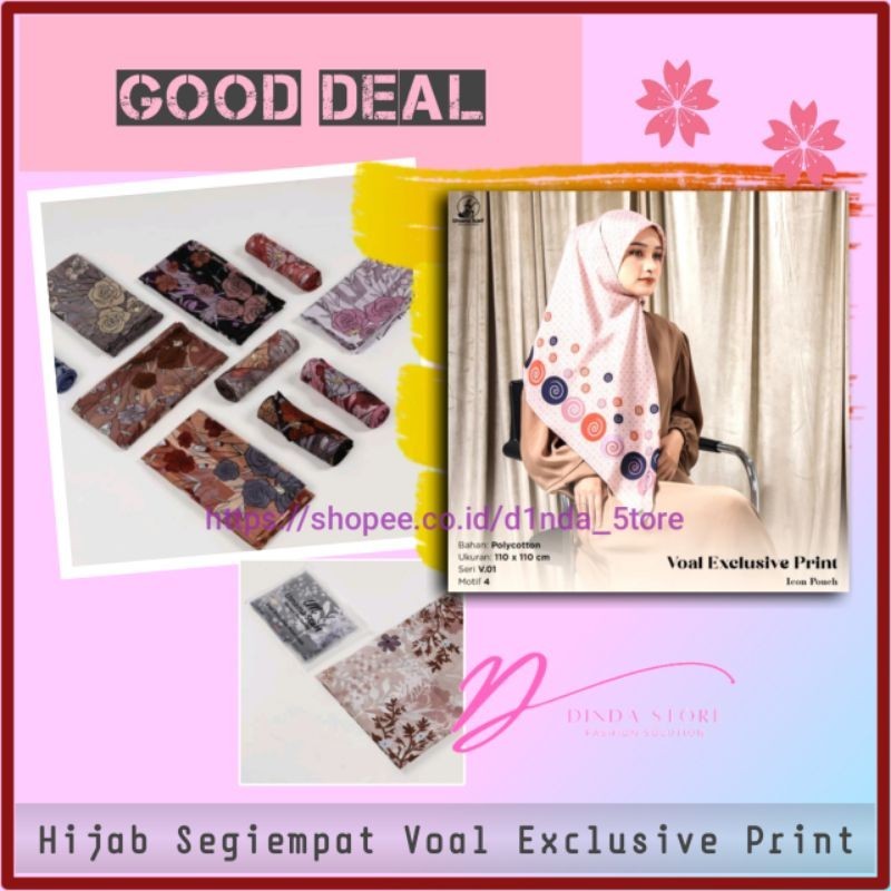 Hijab Voal Exclusive Umama Jilbab Segi Empat Kerudung Motif Print Fashion Muslim Wanita Banjarmasin 
