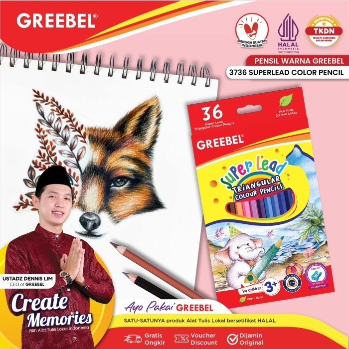 

PENSIL WARNA 3736 SUPER LEAD ISI 36 Colouring Color Pencil