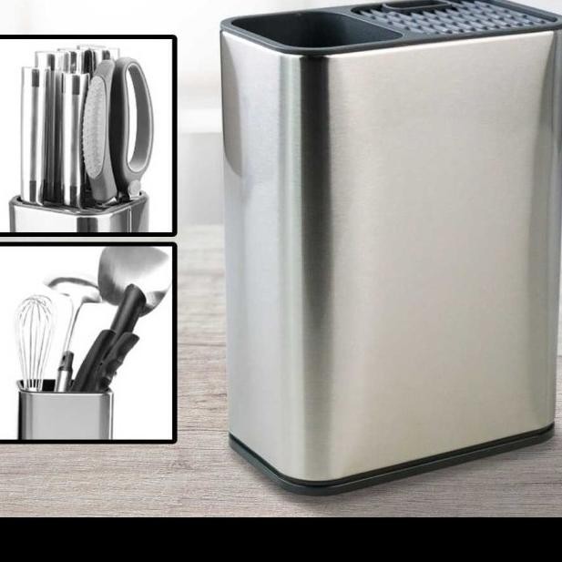 Holder Rak Slot Tempat Pisau Dapur Spatula Sutil Stainless Steel