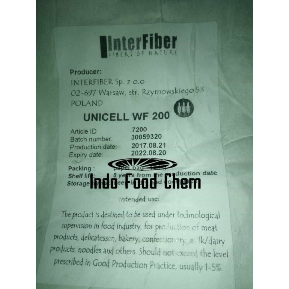 

WHEAT FIBER UNICELL WF 200 FOOD GRADE EX POLANDIA