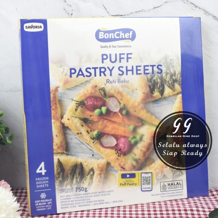 

BONCHEF PUFF PASTRY SHEETS 750 GRAM BON CHEF ROTI BEKU LEMBARAN SHEET