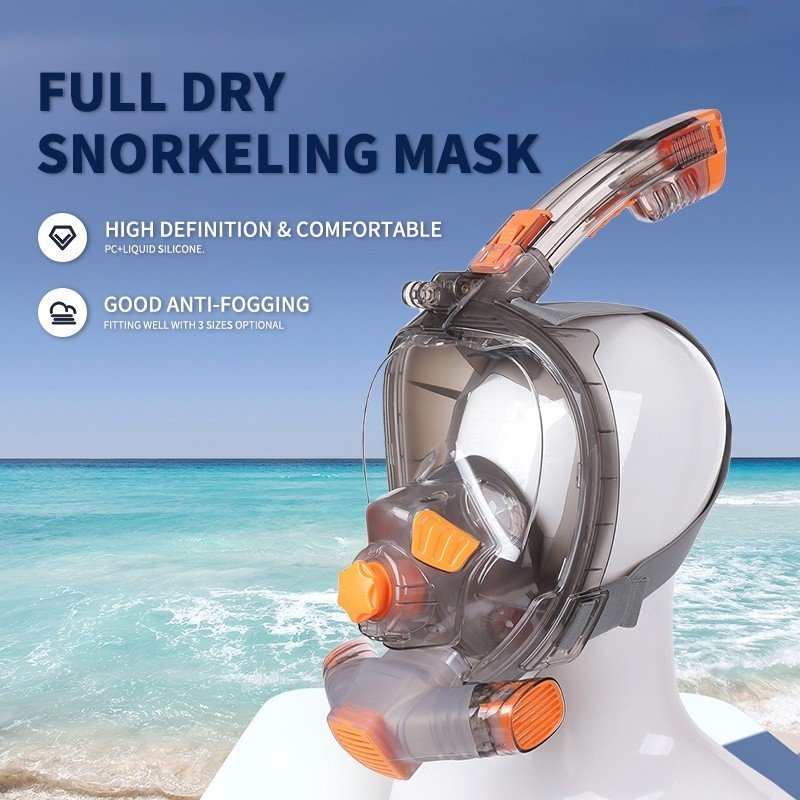 Set Masker Selam Kering Penuh Baru dengan Tabung Pernapasan Antikabut Oksigen Berenang Snorkel Maske