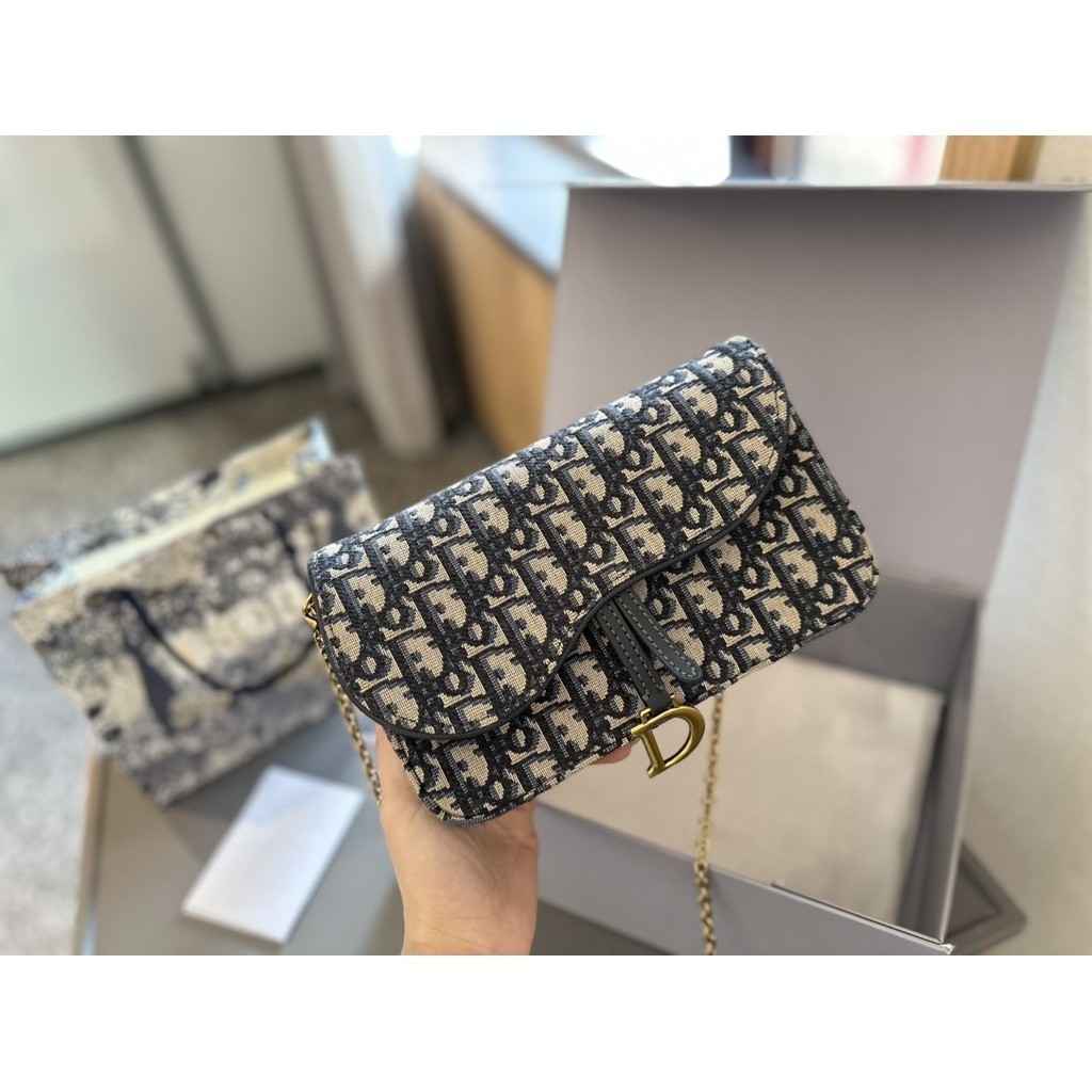 【Dengan Box】Dior Retro Woc Tas Rantai Wanita Fashion Kasual Tas Bahu Tas Selempang