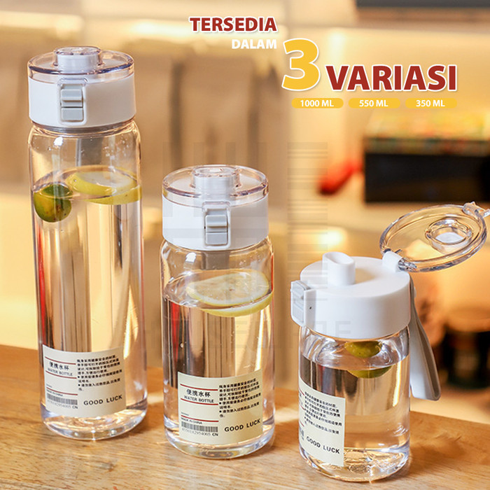 SALE HUGO BOTOL MINUM PUTIH TRANSPARAN BENING ESTETIK BOTOL AIR MINUM KOREA