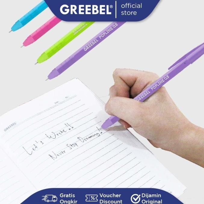 

GREEBEL PULPEN POPLINE 0.5 BLACK (12 PCS/SET)/Ballpen/Ballpoin/Pena