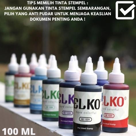 

Tinta Stempel Flash Warna Hitam Waterproof ELKO 100 ML Untuk Kertas