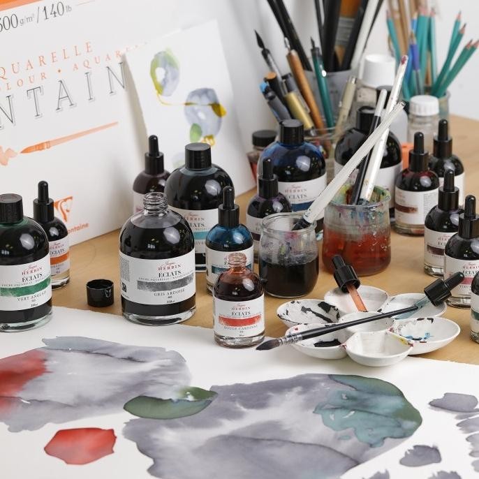 

Herbin Eclats Watercolor Ink 50 ml Drawing Tinta Cat Air Kaligrafi 2/3