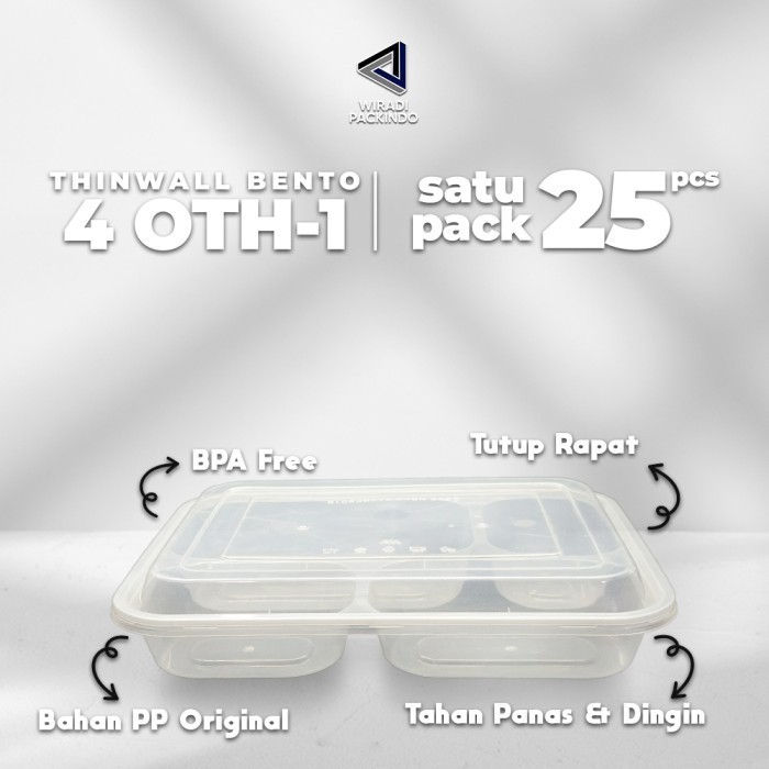 SALE KOTAK MAKAN PLASTIK 4 SEKAT DOME / THINWALL BENTO SEKAT 4 DOME