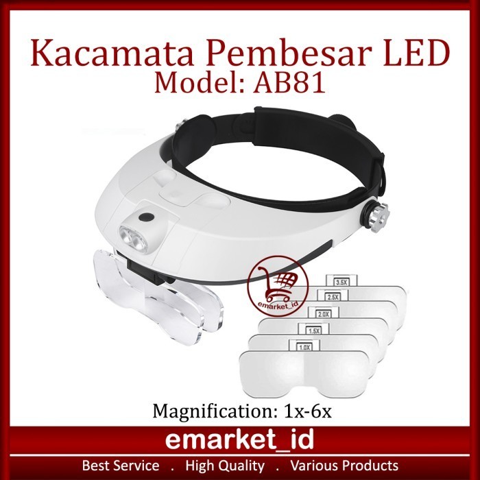 

Kacamata Pembesar LED AB81 / Kaca Mata Servis / Lampu Reparasi
