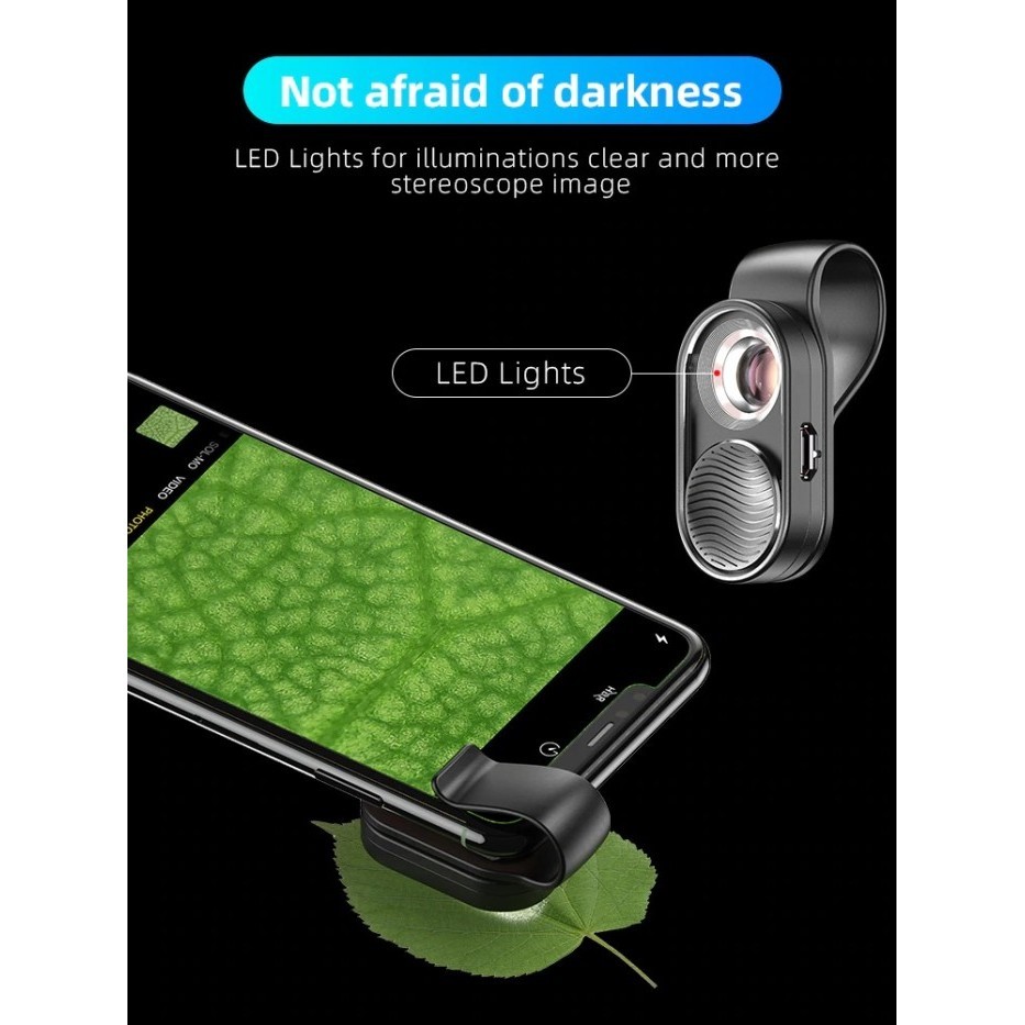 

Mini Magnifying Glass LED Microscope 100x for Smartphone -