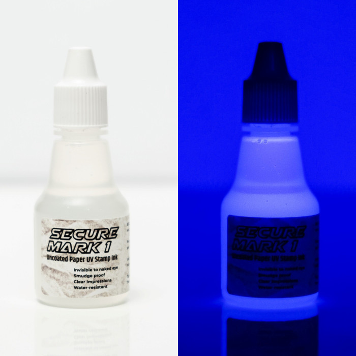 

Secure Mark 1 -Tinta stempel UV kertas tiket permanen UV invisible ink