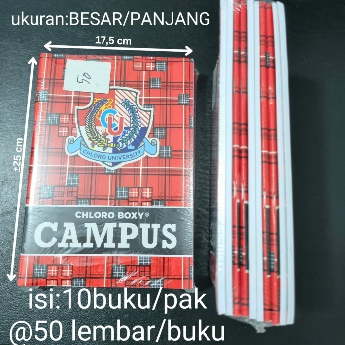 

Buku Tulis Chloro Y ukuran Panjang, 50 lembar,10buku/pak