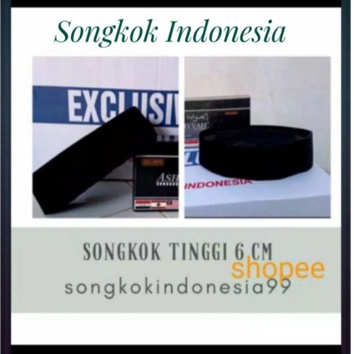 Berkah Songkok Hitam Cak Lontong Tinggi 6 Cm Peci Dek
