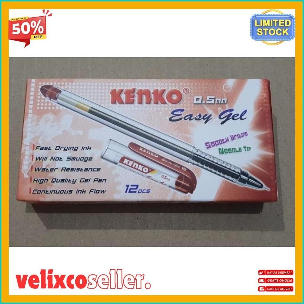 

Pulpen Gel Bolpen Pena Kenko Easy Gell 0,5Mm Hitam / Biru (1Pak = 12 Pc (Lagi Rame)