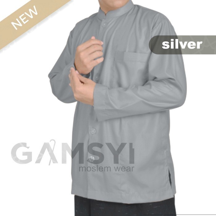 Baju Koko Polos Lengan Panjang/Koko Gamsyi /Koko Habaib Pria Dewasa