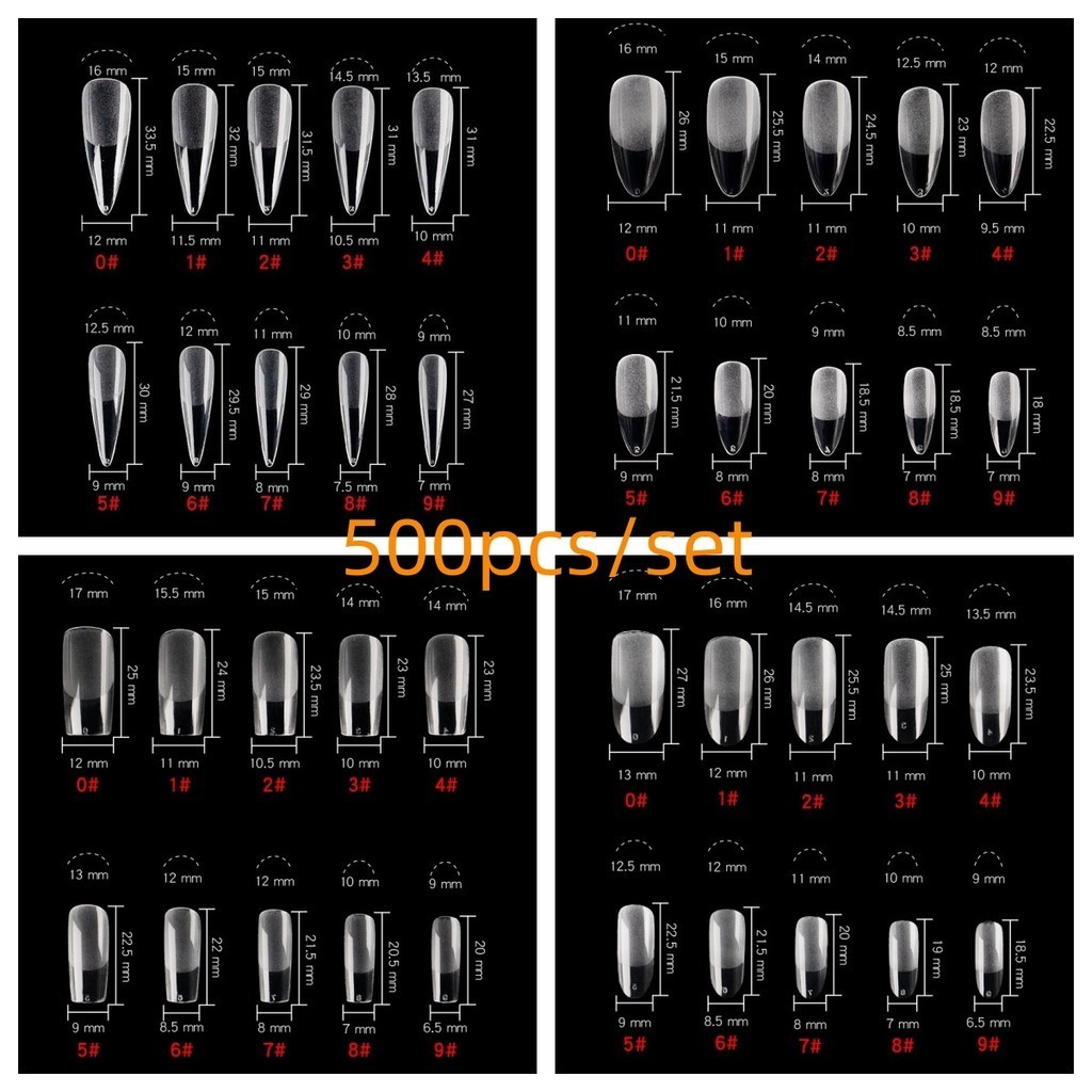 Jieliya 500pcs / Set Kuku Palsu Softgel Nail Tips Soft Gel Yips Almond Oval Coffin Square Bahan Akri