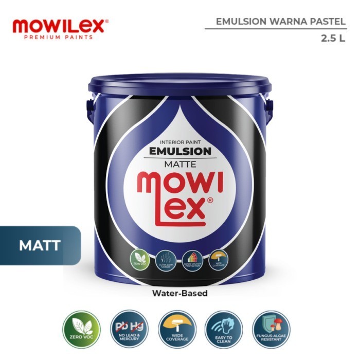 Mowilex Emulsion Satin Cat Tembok Interior Anti Bakteri - 2.5 L