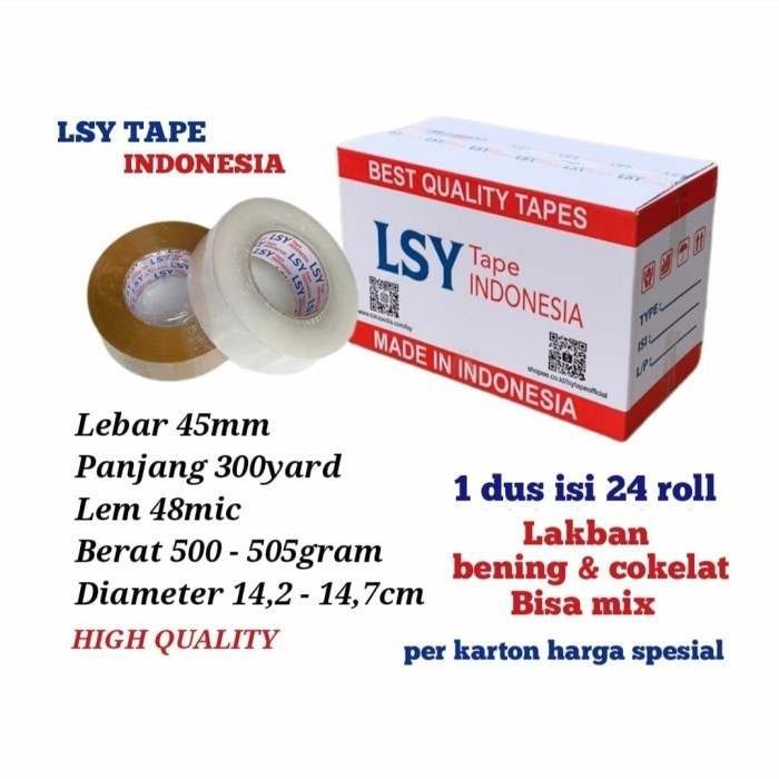 

lakban bening / cokelat 300yard 1 dus isi 24 roll LSY TAPE