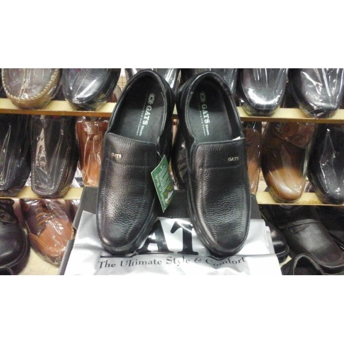 Sepatu Pria Pantofel Kulit Merk Gats Md 3501/Black Original