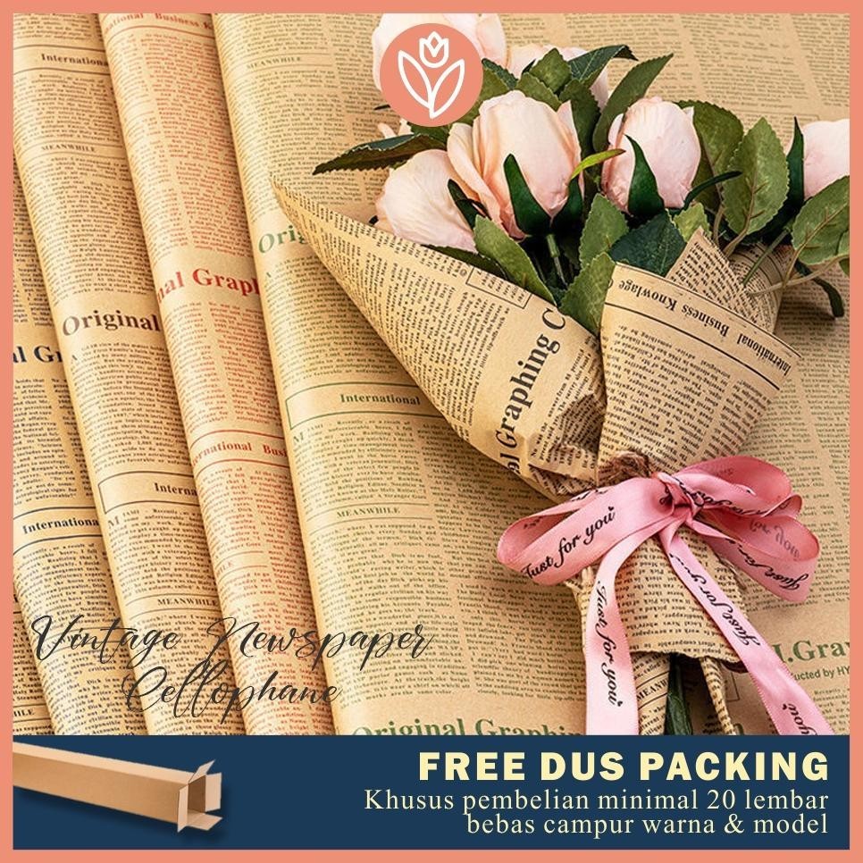 

Tulip Paperie Kertas Buket Bunga Cellophane Motif Koran Vintage Newspaper Flower Wrapping Paper Waterproof B Sale
