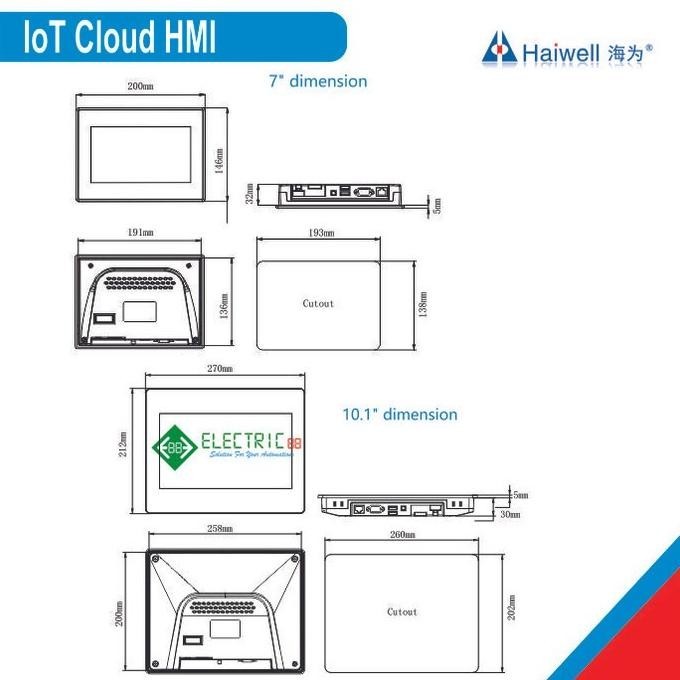B7H-W Haiwell, Iot Cloud Hmi 7 Inch + Wifi Hd Resolution 1024X600  Ready