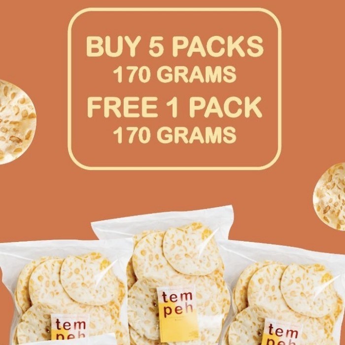 

BERGARANSI PROMO Tempeh Chips - Buy 5 Packs 170 grams GET 1 FREE 170 grams