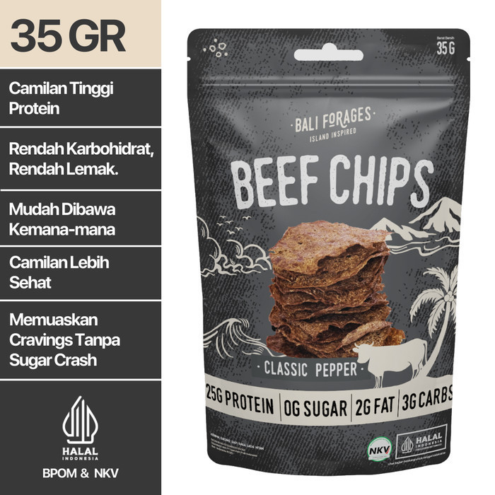 

BERMUTU Beef Chips Black Pepper Crispy Bali Forages Keripik Daging Sapi Krispi