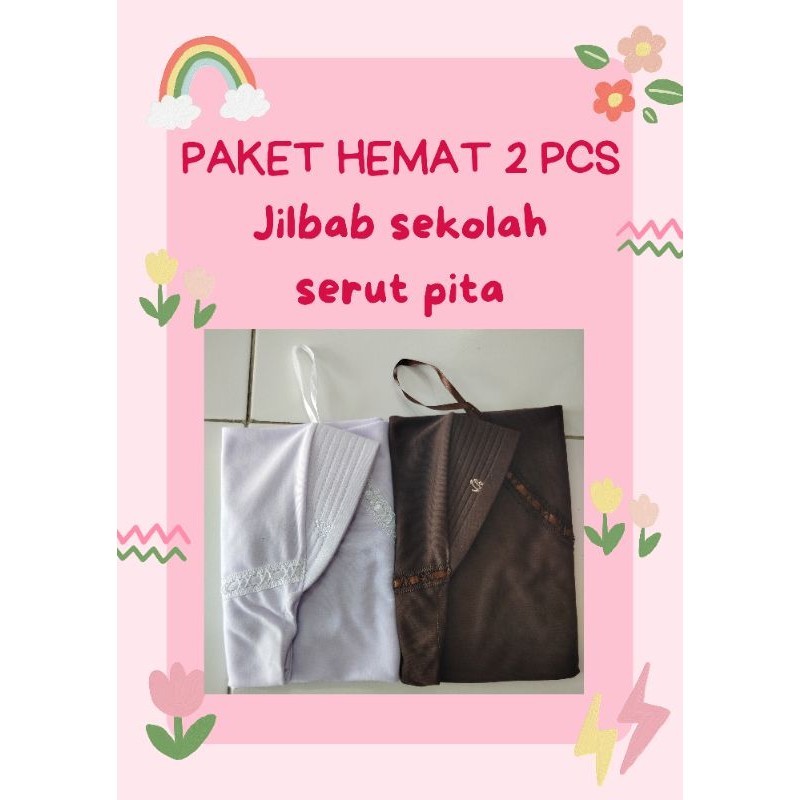 PAKET HEMAT 2 PCS Jilbab sekolah Rabanikw (L) SD SMP SMA // hijab instan anak sekolah model ASTRI HE