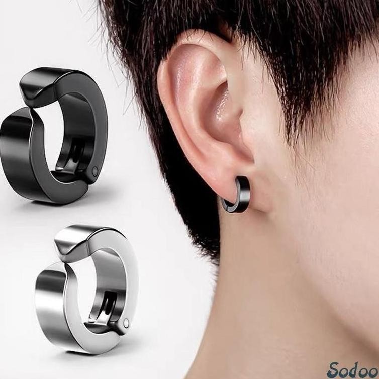 1Pcs Anting Magnet/Anting bulat Tanpa Lubang Telinga Palsu Bahan Anting Titanium Steel Untuk Pria/Wa