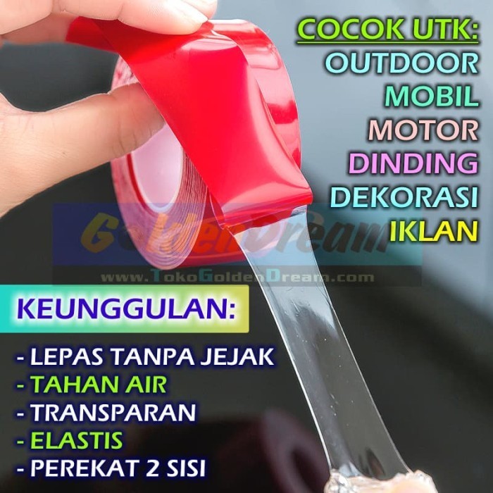 

Non Marking Waterproof Transparent Tape Double Side Lakban Lem Mobil